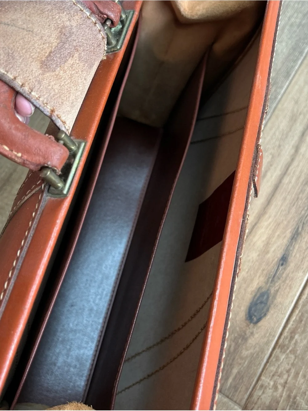 VINTAGE Genuine Deep Cowhide Leather Military Style Briefcase 1960’s Mid Century